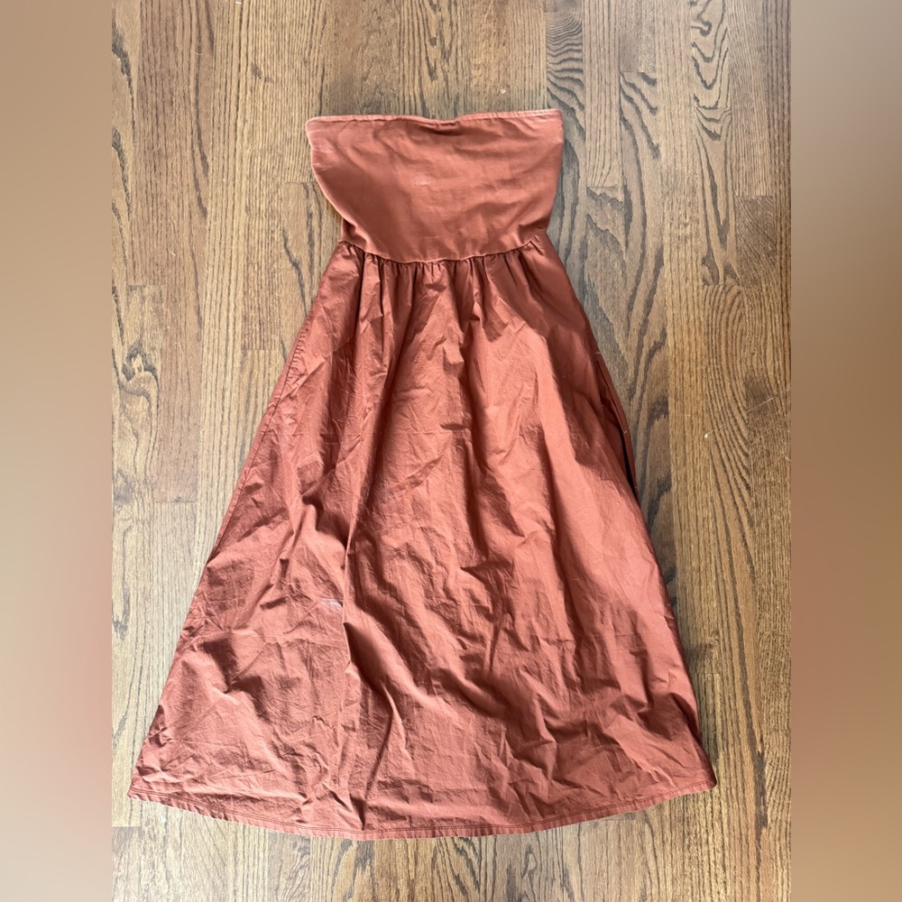GAP Rust Brown Strapless Maxi Dress
